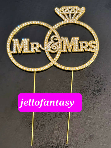 Cake Topper MR&MRS RINGS Gold