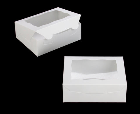 3719 7" x 5 1/2" x 2 1/2" White Lock & Tab Box with Window