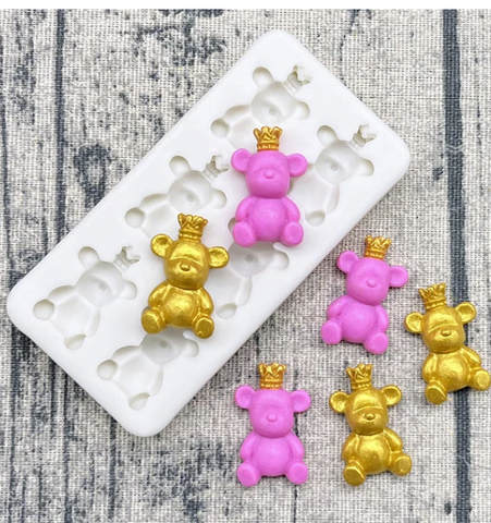 Molde Silicon de 6 Osito con corona