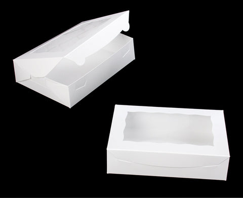 2440 10" x 7" x 2 1/2" White/White Lock & Tab Box with Window