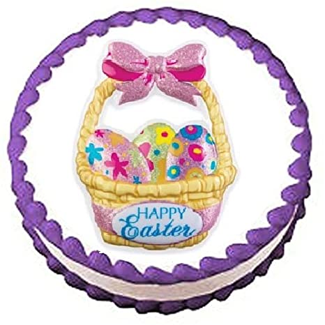 Happy Easter basket cake topper