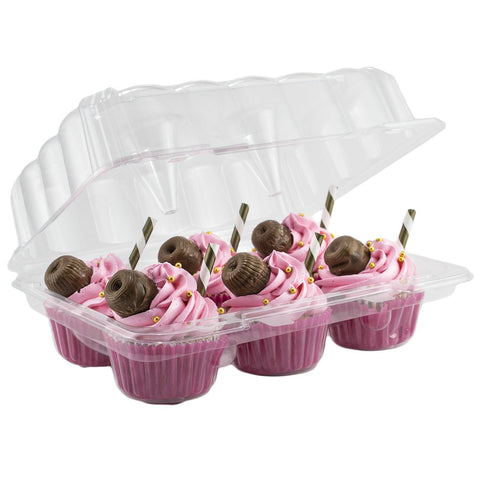 6 Cavity Stackable Cupcake Container with Extra Deep Dome